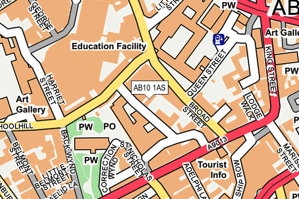 AB10 1AS map - OS OpenMap – Local (Ordnance Survey)