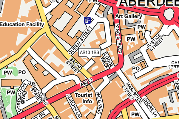 AB10 1BS map - OS OpenMap – Local (Ordnance Survey)
