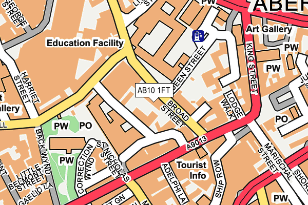 AB10 1FT map - OS OpenMap – Local (Ordnance Survey)