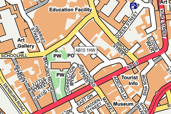 AB10 1HW map - OS OpenMap – Local (Ordnance Survey)