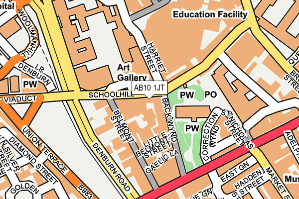 AB10 1JT map - OS OpenMap – Local (Ordnance Survey)