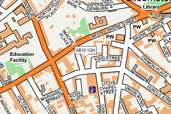 AB10 1QH map - OS OpenMap – Local (Ordnance Survey)