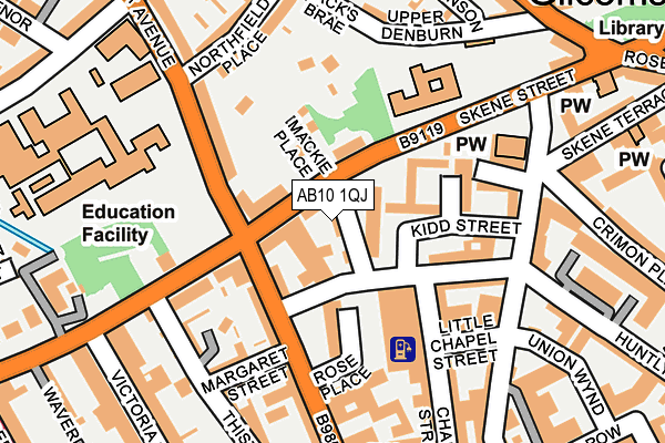 AB10 1QJ map - OS OpenMap – Local (Ordnance Survey)