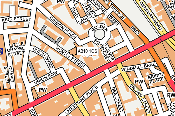 AB10 1QS map - OS OpenMap – Local (Ordnance Survey)