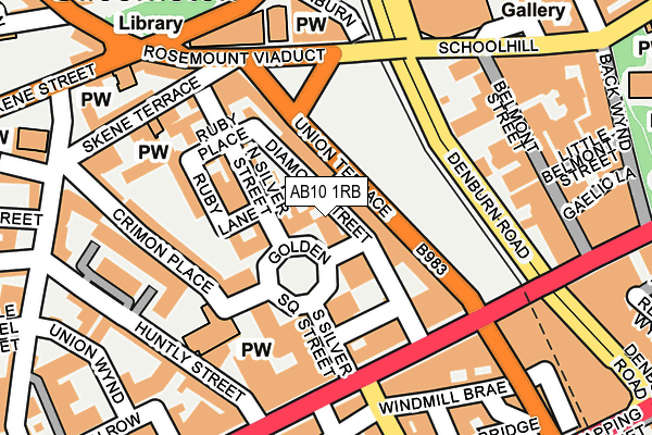 AB10 1RB map - OS OpenMap – Local (Ordnance Survey)