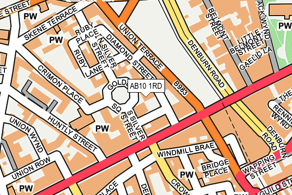 AB10 1RD map - OS OpenMap – Local (Ordnance Survey)