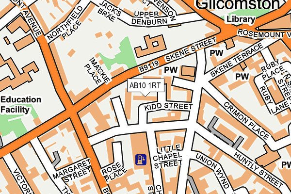 AB10 1RT map - OS OpenMap – Local (Ordnance Survey)