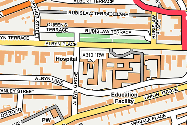 AB10 1RW map - OS OpenMap – Local (Ordnance Survey)