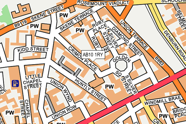 AB10 1RY map - OS OpenMap – Local (Ordnance Survey)
