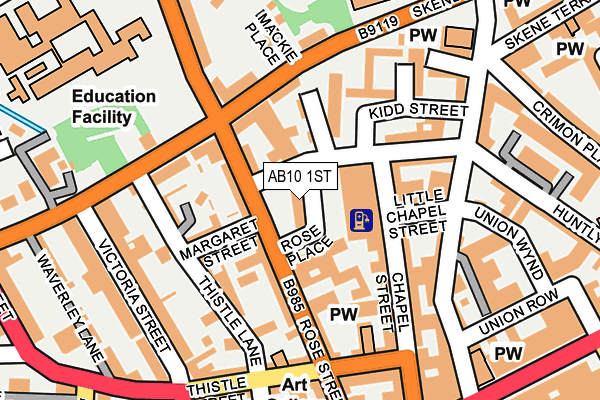 AB10 1ST map - OS OpenMap – Local (Ordnance Survey)