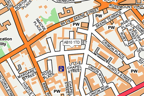 AB10 1TD map - OS OpenMap – Local (Ordnance Survey)