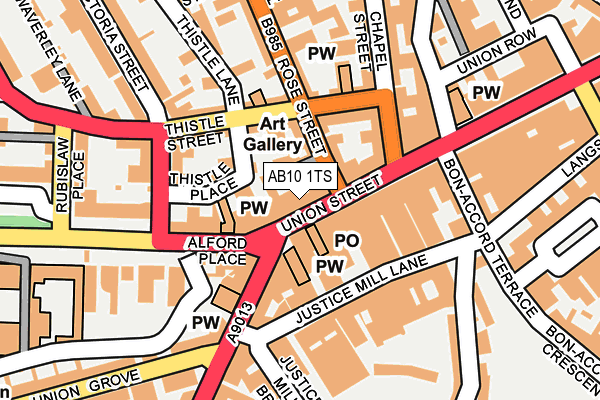 AB10 1TS map - OS OpenMap – Local (Ordnance Survey)