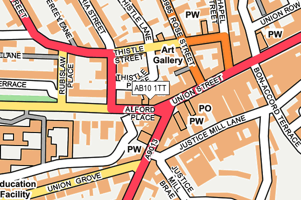AB10 1TT map - OS OpenMap – Local (Ordnance Survey)