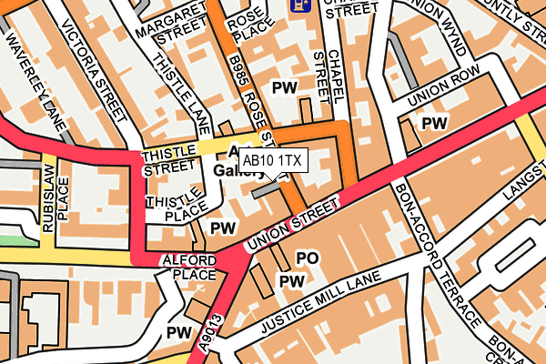 AB10 1TX map - OS OpenMap – Local (Ordnance Survey)