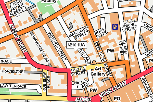AB10 1UW map - OS OpenMap – Local (Ordnance Survey)