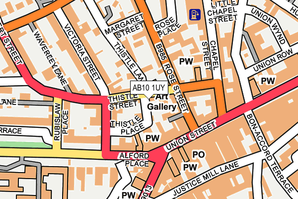 AB10 1UY map - OS OpenMap – Local (Ordnance Survey)