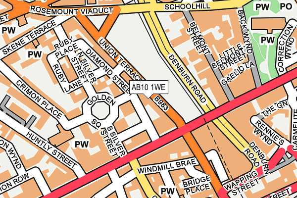 AB10 1WE map - OS OpenMap – Local (Ordnance Survey)