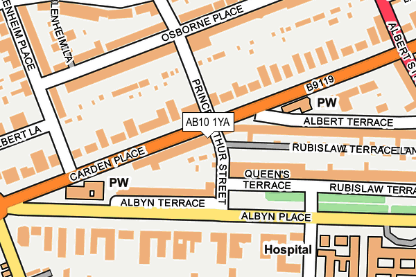 AB10 1YA map - OS OpenMap – Local (Ordnance Survey)