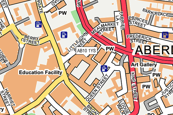 AB10 1YS map - OS OpenMap – Local (Ordnance Survey)