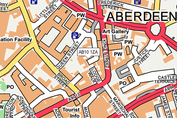 AB10 1ZA map - OS OpenMap – Local (Ordnance Survey)