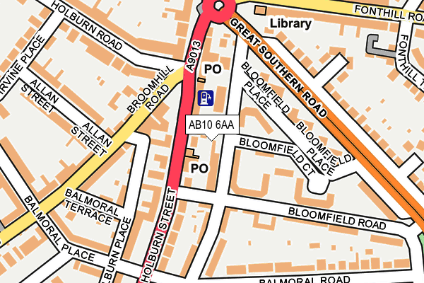 AB10 6AA map - OS OpenMap – Local (Ordnance Survey)