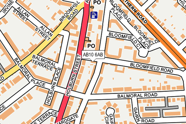 AB10 6AB map - OS OpenMap – Local (Ordnance Survey)