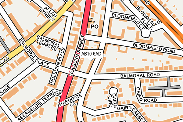 AB10 6AD map - OS OpenMap – Local (Ordnance Survey)