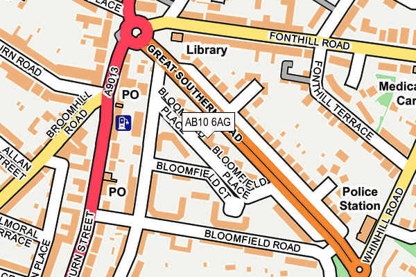 AB10 6AG map - OS OpenMap – Local (Ordnance Survey)