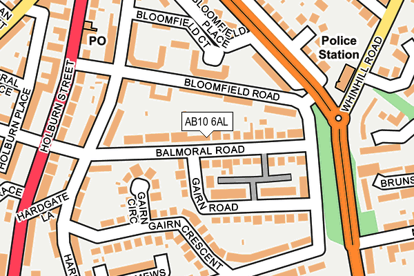 AB10 6AL map - OS OpenMap – Local (Ordnance Survey)