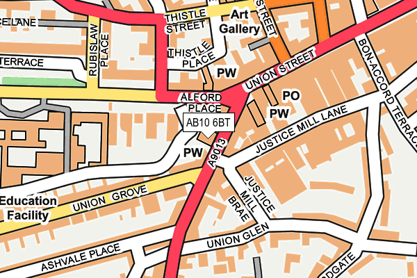 AB10 6BT map - OS OpenMap – Local (Ordnance Survey)