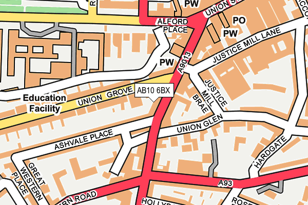 AB10 6BX map - OS OpenMap – Local (Ordnance Survey)