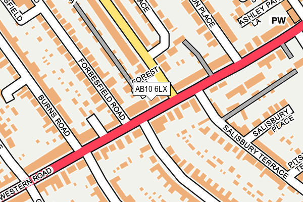 AB10 6LX map - OS OpenMap – Local (Ordnance Survey)