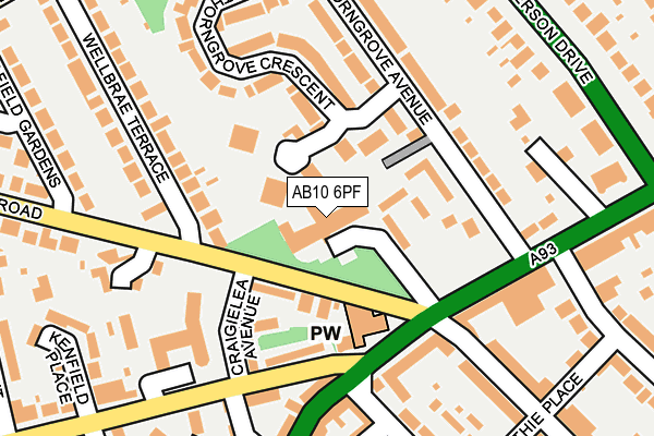AB10 6PF map - OS OpenMap – Local (Ordnance Survey)