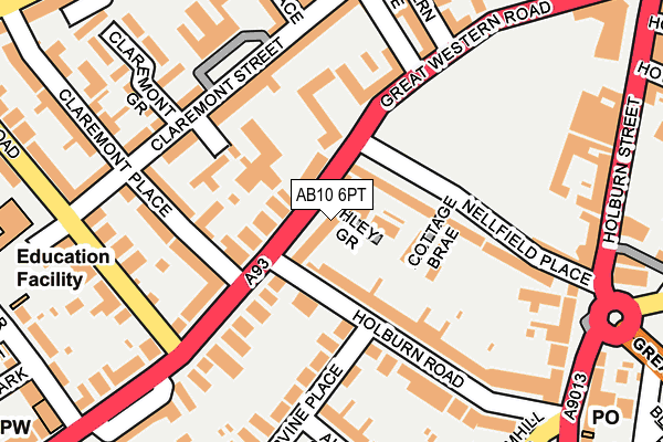 AB10 6PT map - OS OpenMap – Local (Ordnance Survey)