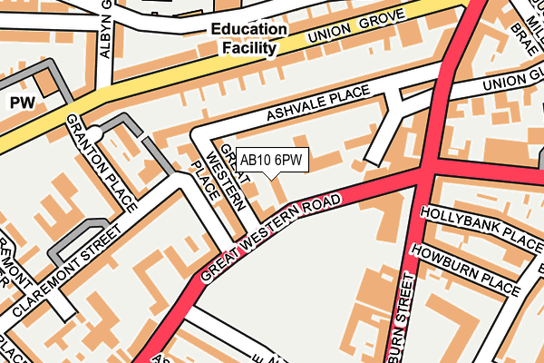 AB10 6PW map - OS OpenMap – Local (Ordnance Survey)