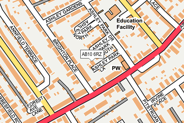 AB10 6RZ map - OS OpenMap – Local (Ordnance Survey)