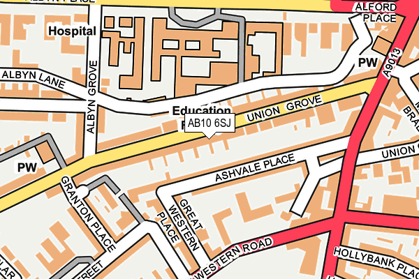 AB10 6SJ map - OS OpenMap – Local (Ordnance Survey)