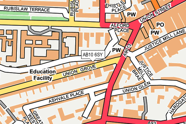 AB10 6SY map - OS OpenMap – Local (Ordnance Survey)