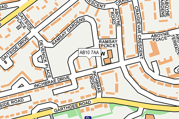 AB10 7AA map - OS OpenMap – Local (Ordnance Survey)