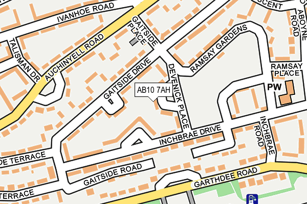 AB10 7AH map - OS OpenMap – Local (Ordnance Survey)