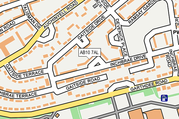 AB10 7AL map - OS OpenMap – Local (Ordnance Survey)
