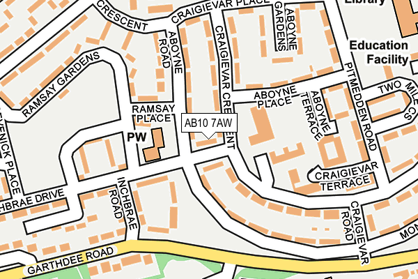 AB10 7AW map - OS OpenMap – Local (Ordnance Survey)
