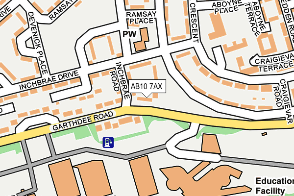 AB10 7AX map - OS OpenMap – Local (Ordnance Survey)