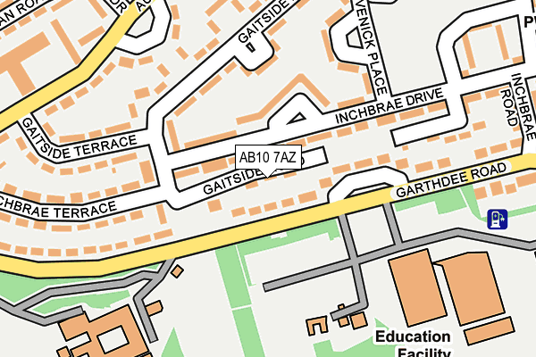 AB10 7AZ map - OS OpenMap – Local (Ordnance Survey)