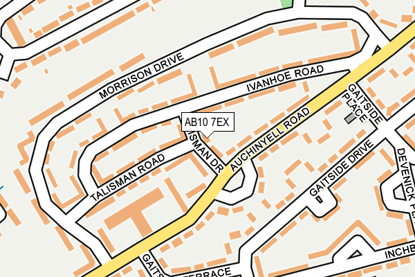 AB10 7EX map - OS OpenMap – Local (Ordnance Survey)