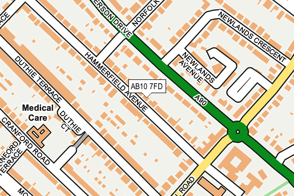 AB10 7FD map - OS OpenMap – Local (Ordnance Survey)