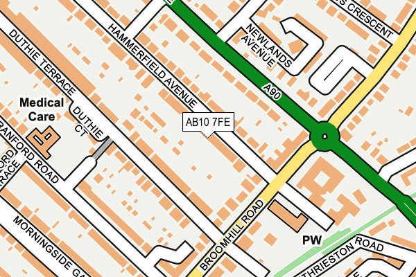 AB10 7FE map - OS OpenMap – Local (Ordnance Survey)