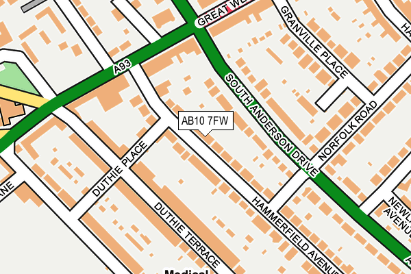 AB10 7FW map - OS OpenMap – Local (Ordnance Survey)