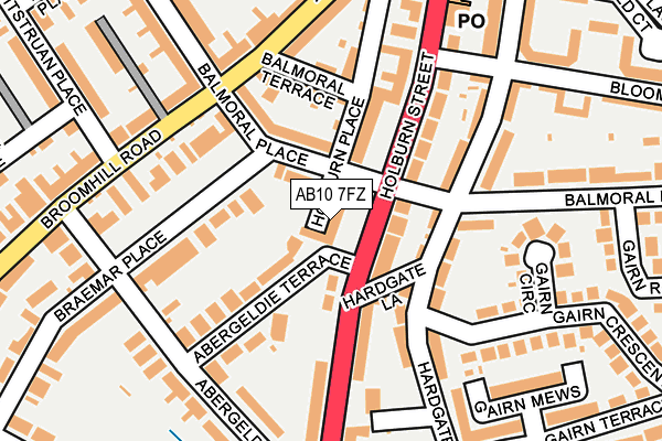 AB10 7FZ map - OS OpenMap – Local (Ordnance Survey)