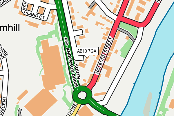 AB10 7GA map - OS OpenMap – Local (Ordnance Survey)
